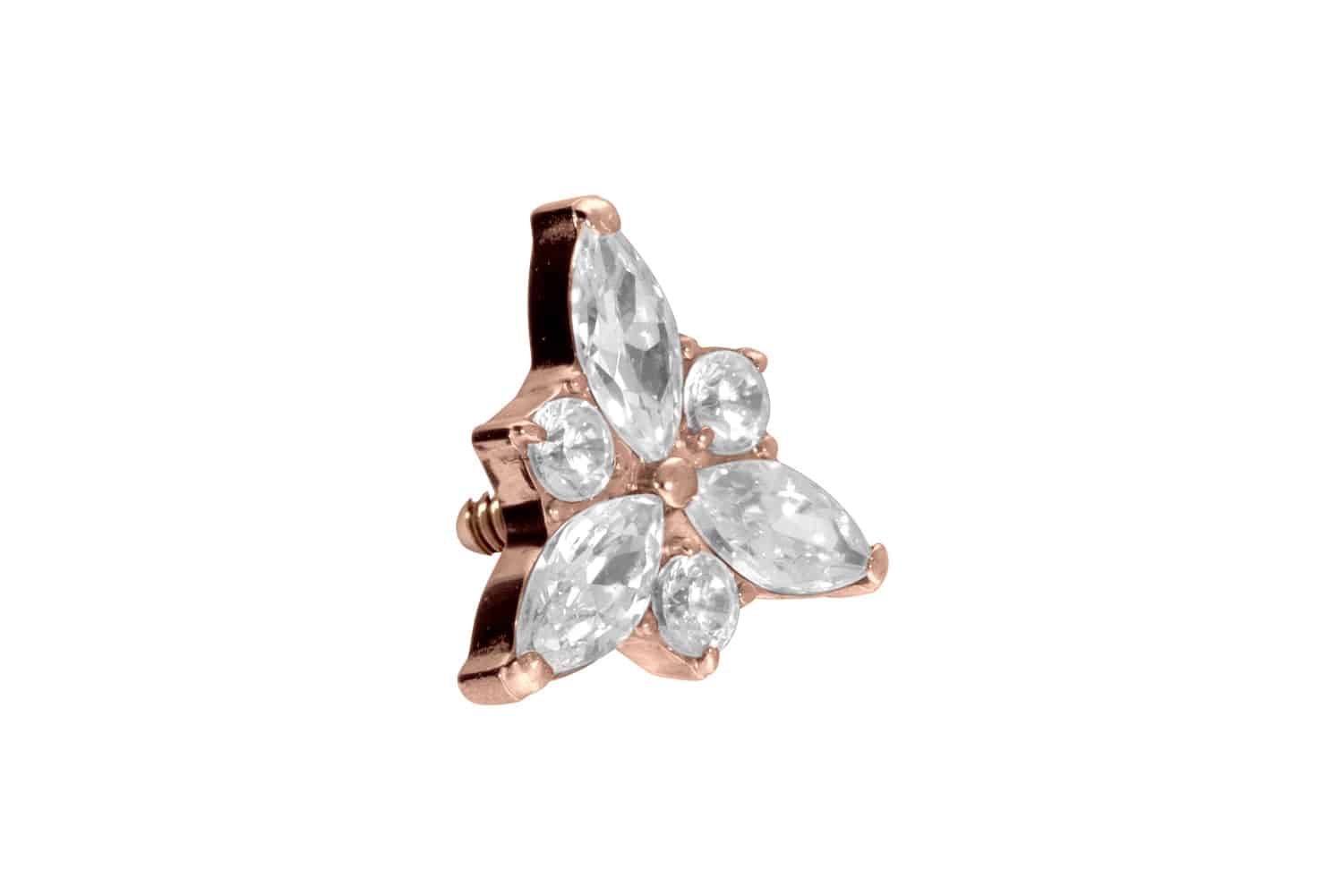 Titan Schraubaufsatz mit Außengewinde KRISTALLBLÜTE von Piercingline